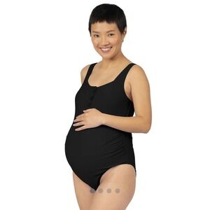 Kindred Bravely Henley One Piece‎ Swim Suit Black Maternity Size XL